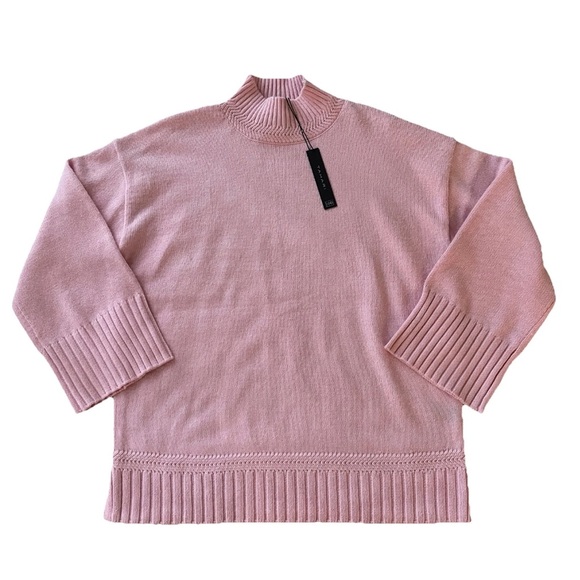 Tahari Sweaters - TAHARI Women’s Baby Pink Wool Blend Knit Tunic Sweater Size M Boho Oversized NWT